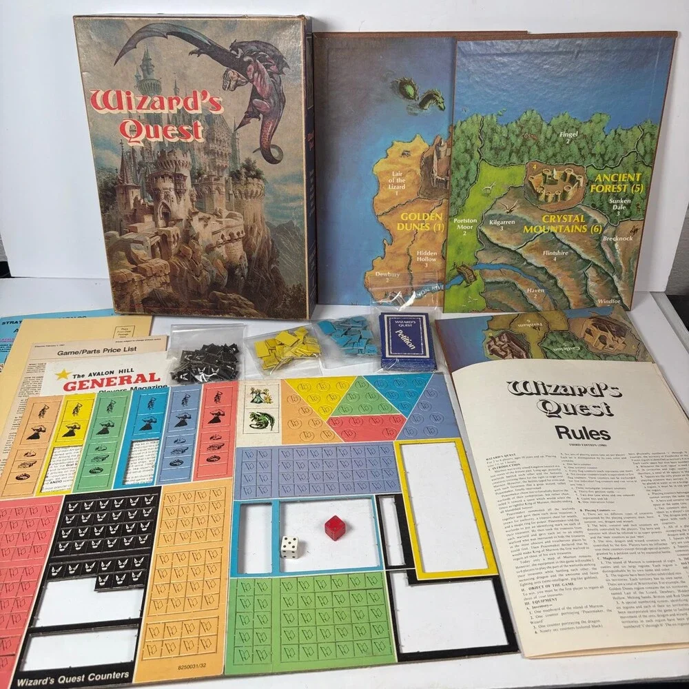 Vintage Wizard's Quest The Avalon Hill Company Board Game 1979 Fantasy Strategy